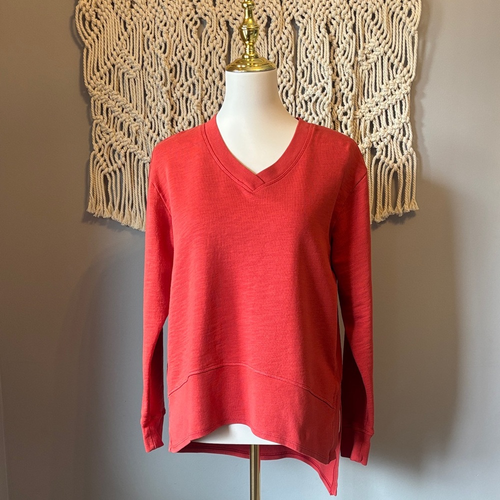 Cozy Coral V-Neck Sweatshirt